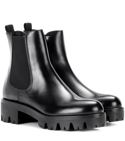 prada belle leather black|Prada black leather boots.